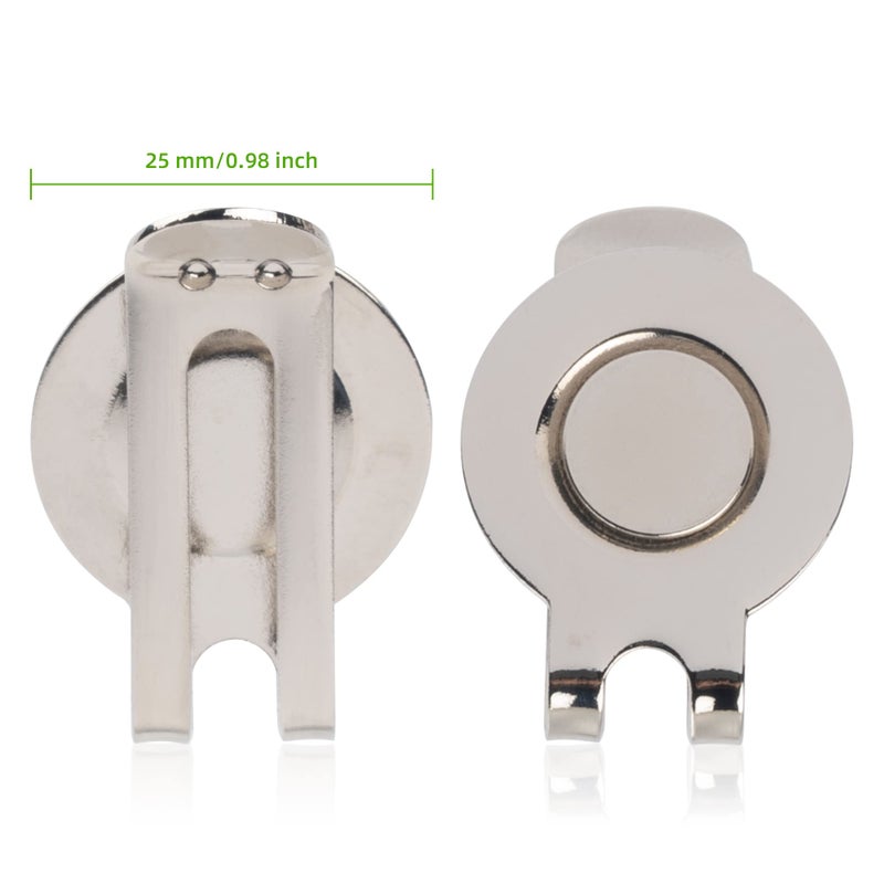 TXIN 6 Pieces Golf Cap Clip Ball Marker Holders, Silver Magnetic Golf Hat Clip Magnetic Golf Ball Marker Holder for Pants Hats Bags - Image 2